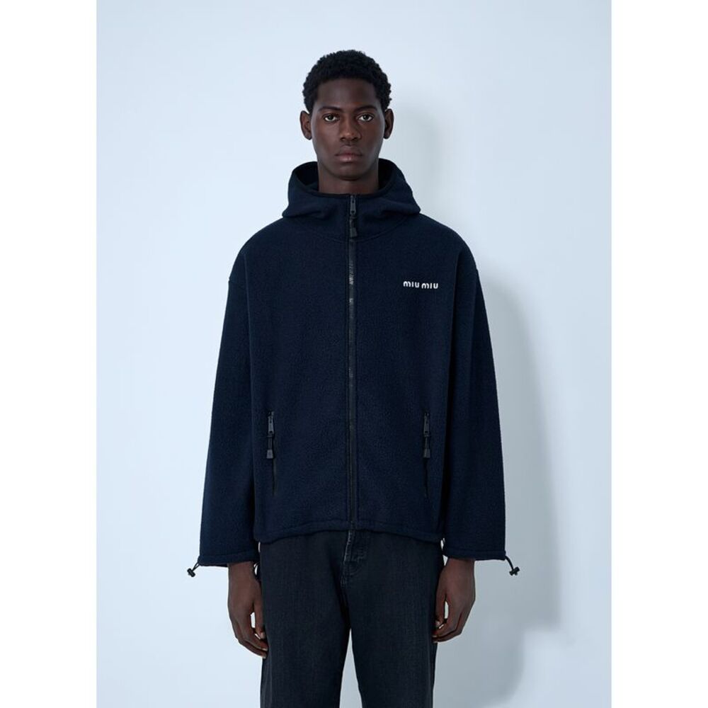 Miu Miu Men Hooded Logo Motif Sweatshirt